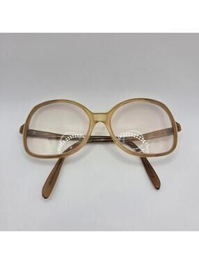 Vintage Victory USA Oversized Round Eyeglasses Frames 10 135 Brown Orange